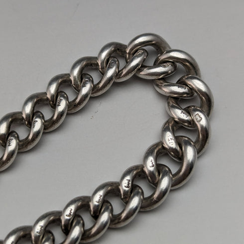 Around 1900 British Antique Sterling Silver Albert Chain Extra Thick 56g No Fob